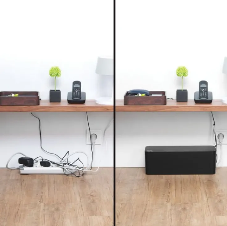 Online 12 stk Cablebox kabelskjuler, lille, sort Kabelskjulere