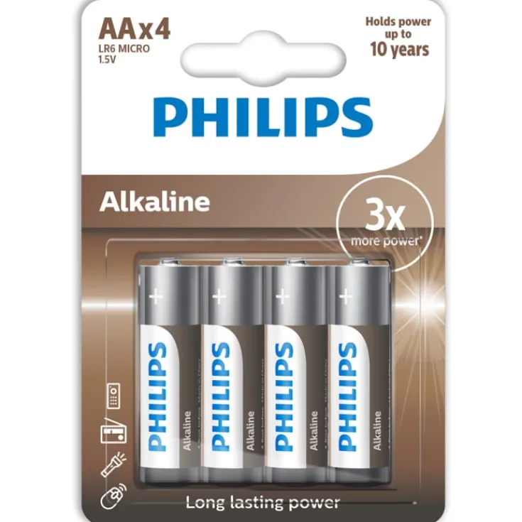 12 stk Tech Alkaline AA batterier, Batterier