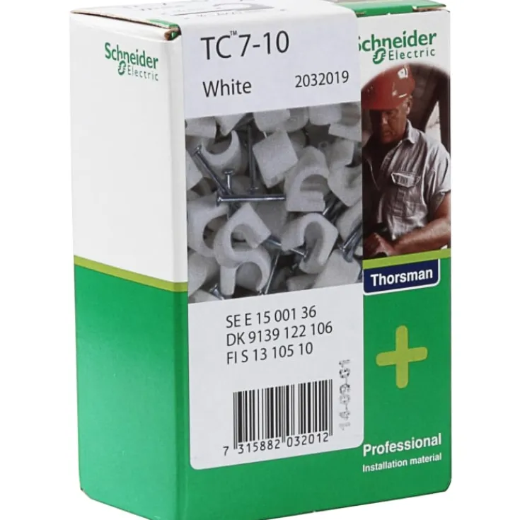 New 100 stk TC kabelclips, hvid, 7-10/25 mm Schneider Electric|Kabelclips- & Bøjler