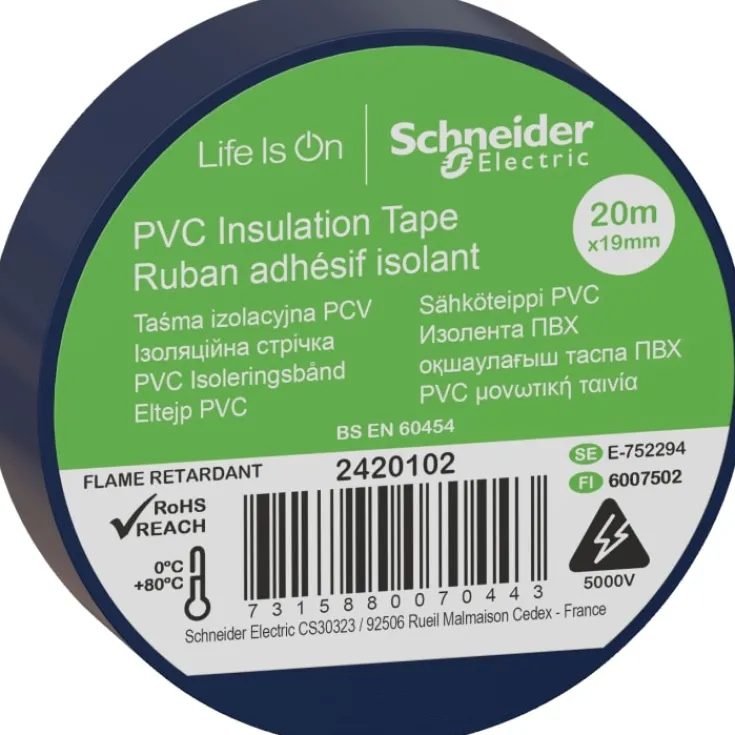 Best 8 stk Schneider PVC isoleringstape, 19 mm x 20 m, Tape