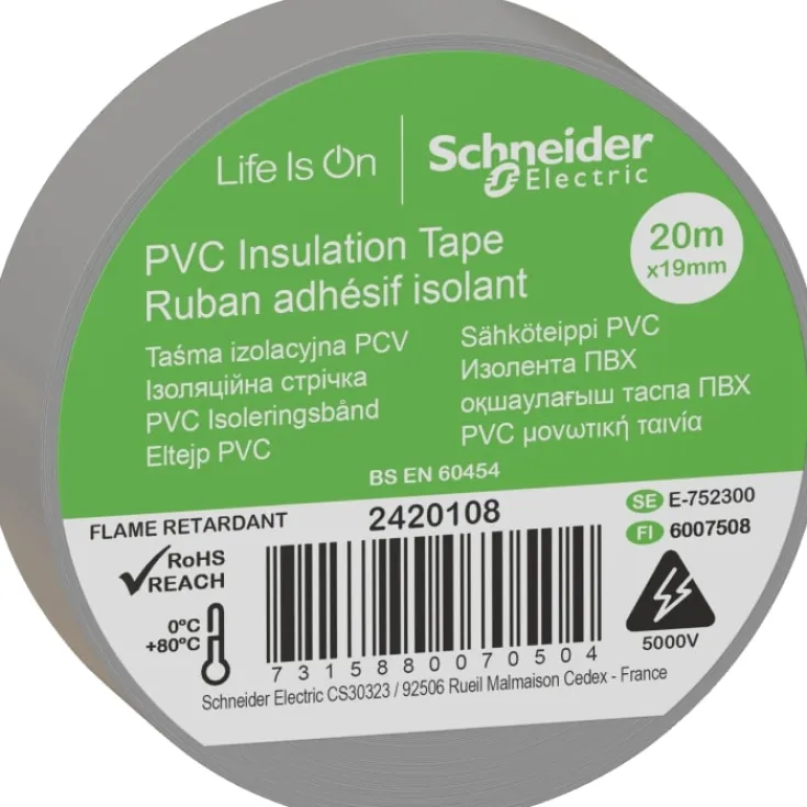 Clearance 8 stk Schneider PVC isoleringstape, 19 mm x 20 m, Tape