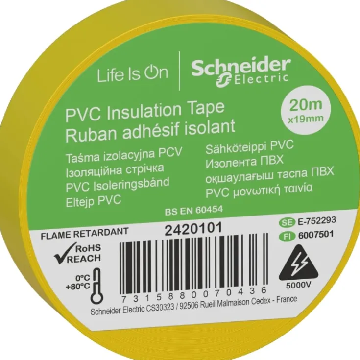 Outlet 8 stk Schneider PVC isoleringstape, 19 mm x 20 m, Schneider Electric|Tape