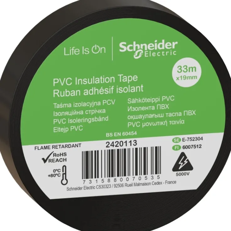 Clearance 8 stk Schneider PVC isoleringstape, 19 mm x 33 m, Tape