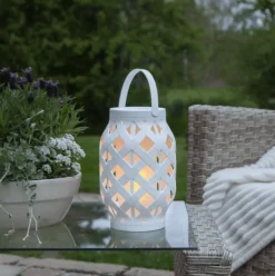 Outlet 6 stk Flame batteri lanterne, H23 cm, hvid Udendørs Bordlamper|Havelamper