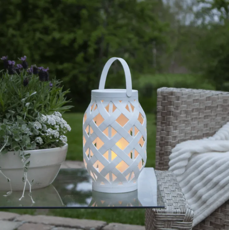 Outlet 6 stk Flame batteri lanterne, H23 cm, hvid Udendørs Bordlamper|Havelamper
