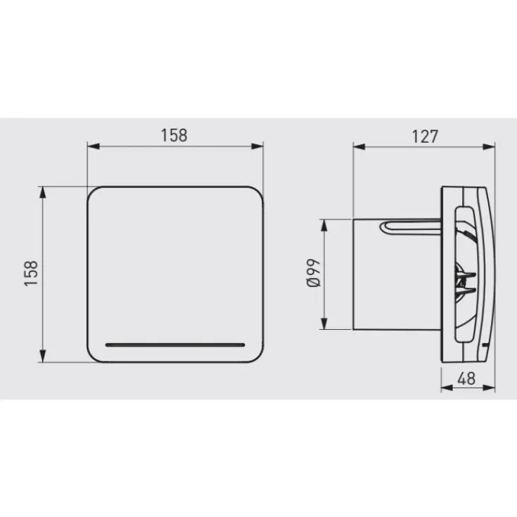 Clearance 4 stk Ecoair badventilator med fugtstyring Ø100 mm, hvid Thermex|Badeværelsesventilatorer