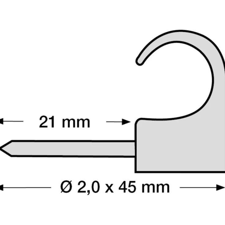 Outlet 50 stk kabelclips 22-26/45 mm, grå Kabelclips- & Bøjler