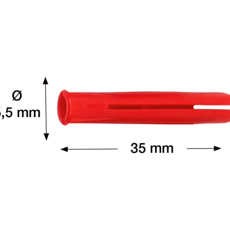 Online 100 stk PX rawlplug, Ø5,5x35 mm, rød Plugs & Kroge