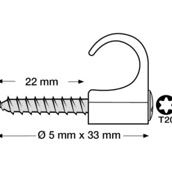 Discount 100 stk skrueclips rund, TX20, 100 stk, , hvid Kabelclips- & Bøjler
