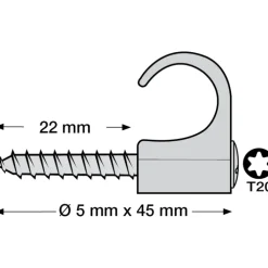 Discount 50 stk skrueclips rund, TX20, , grå Kabelclips- & Bøjler