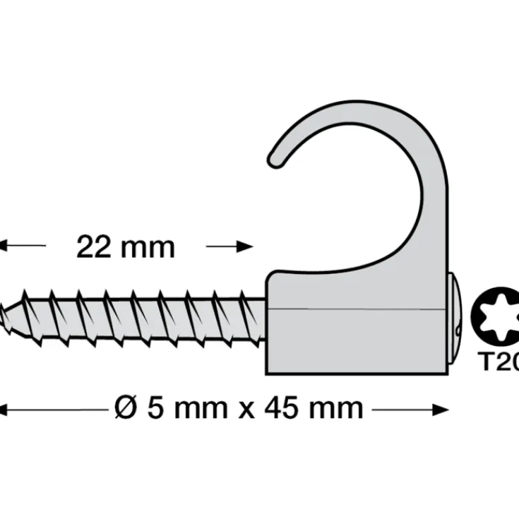 Discount 50 stk skrueclips rund, TX20, , grå Kabelclips- & Bøjler