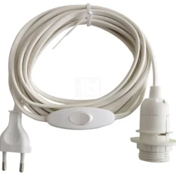 Hot ledning med E14 fatning & afbryder, hvid Fatninger & Fatningssæt