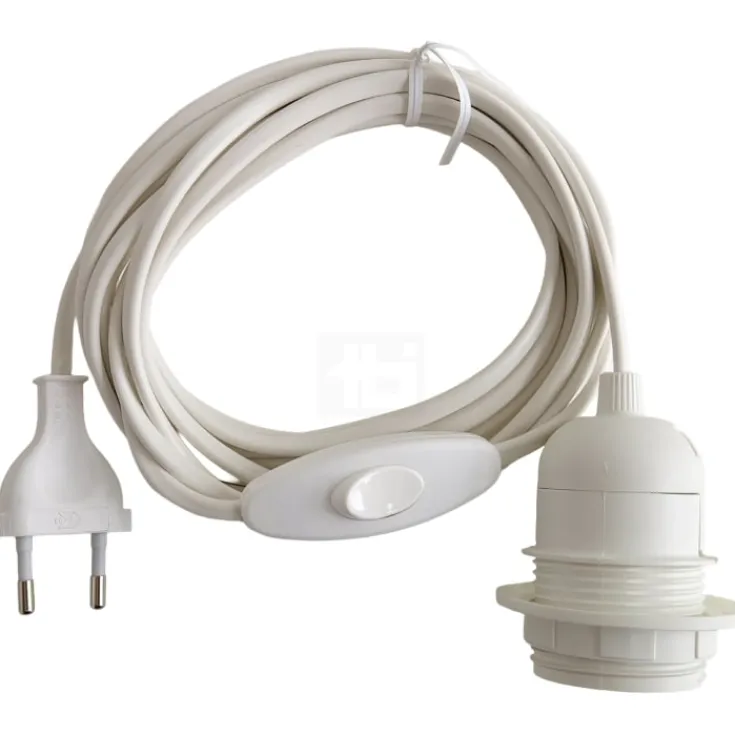 Sale ledning med E27 fatning & afbryder, hvid Fatninger & Fatningssæt