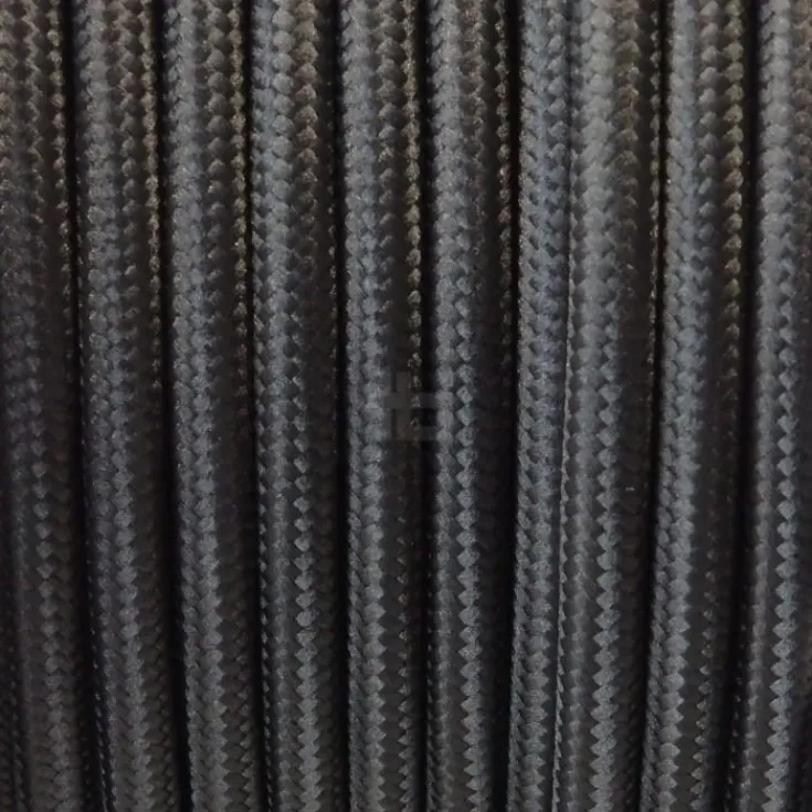 Clearance stofledning, 2x0,75 mm²,snoet sort, metervare Stofledninger