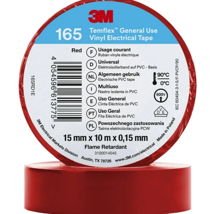 Discount TEMFLEX 165 15MM X 10M RØD Tape