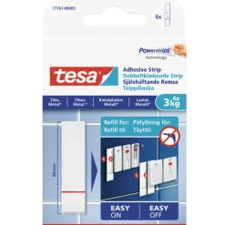 Outlet dobbeltklæbende powerstrips til fliser, 80 mm, 6 stk Tape