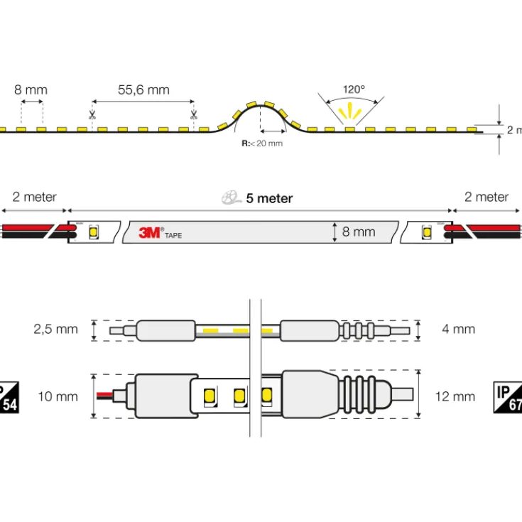 Sale The Light Group Mono 2.0 udendørs LED strip, 5 meter, 2700K, IP54, 860lm Led Strips