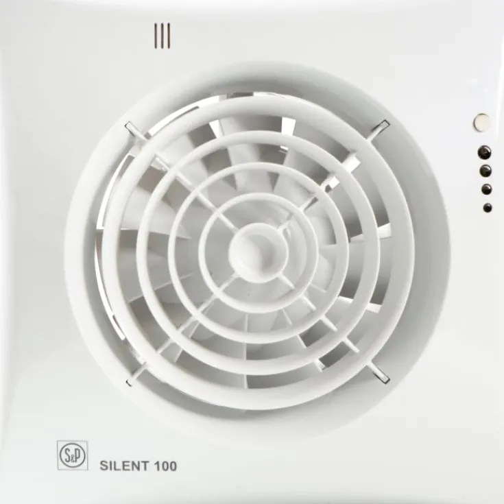 New Silent 100CHZ Visual badventilator, fugtstyring, timer, Ø100 mm, hvid Thermex|Badeværelsesventilatorer
