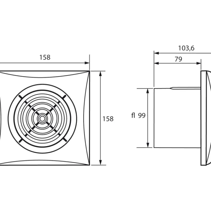 New Silent 100CHZ Visual badventilator, fugtstyring, timer, Ø100 mm, hvid Thermex|Badeværelsesventilatorer