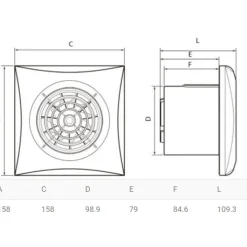 New Silent 100CHZ Visual badventilator, fugtstyring, timer, Ø100 mm, hvid Thermex|Badeværelsesventilatorer