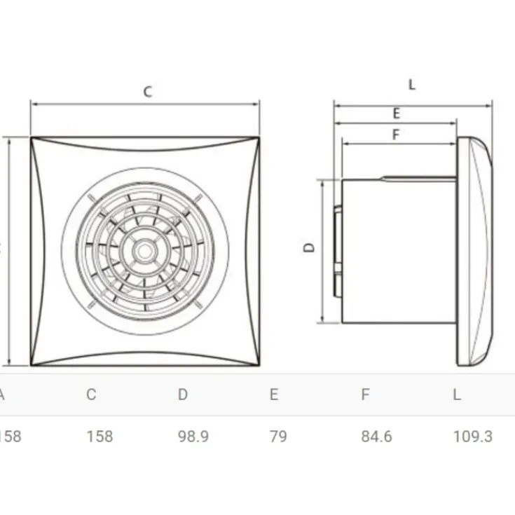 New Silent 100CHZ Visual badventilator, fugtstyring, timer, Ø100 mm, hvid Thermex|Badeværelsesventilatorer