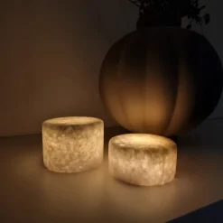 Outlet marmor bordlys, hvid, H4 cm Udendørs Bordlamper