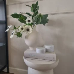 Outlet marmor bordlys, hvid, H4 cm Udendørs Bordlamper