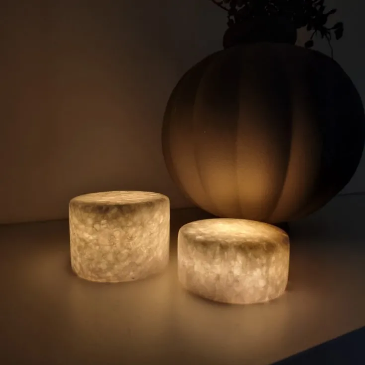 marmor bordlys, hvid, H6 cm Udendørs Bordlamper