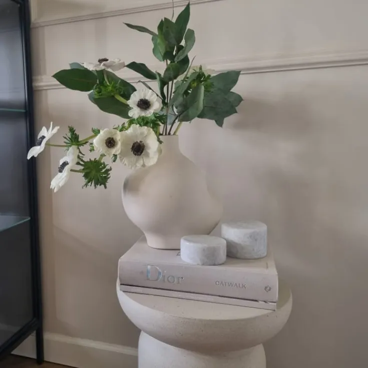 marmor bordlys, hvid, H6 cm Udendørs Bordlamper