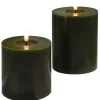 Outlet LED bloklys, batteri, olivengrøn Kunstige Stearinlys