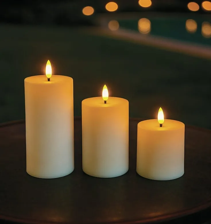 LED bloklys, genopladelig, 3-pak Kunstige Stearinlys
