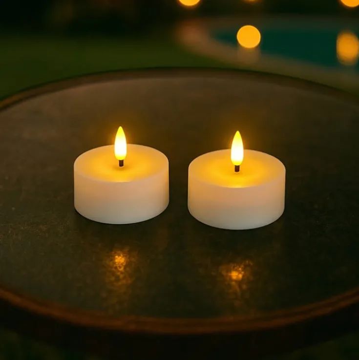 LED fyrfadslys, genopladelig, 2-pak Kunstige Stearinlys
