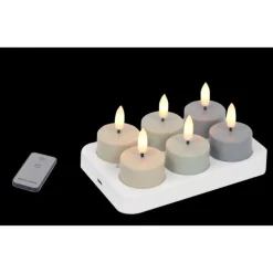 LED fyrfadslys, genopladelig, 6-pak Kunstige Stearinlys
