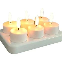 Hot LED fyrfadslys, genopladelig, 6-pak Kunstige Stearinlys
