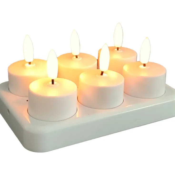 Hot LED fyrfadslys, genopladelig, 6-pak Kunstige Stearinlys