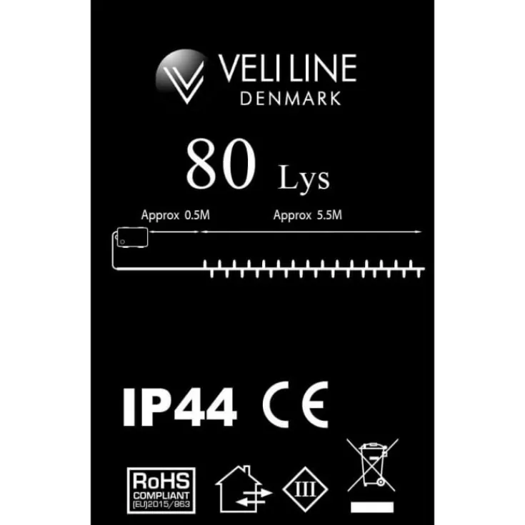 New udendørs lyskæde, batteri, ravfarvet lys, 6 meter Udendørs Julelys