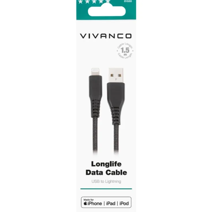 LongLife ladekabel lightning/USB-A, Mobil, Pc & Data