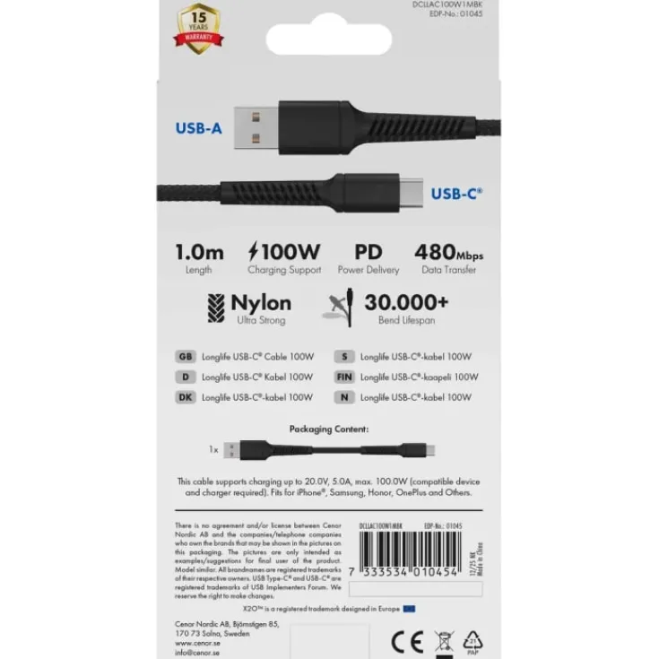 Best Vivanco Longlife USB-C/USB-A kabel, 0,5 meter Mobil, Pc & Data