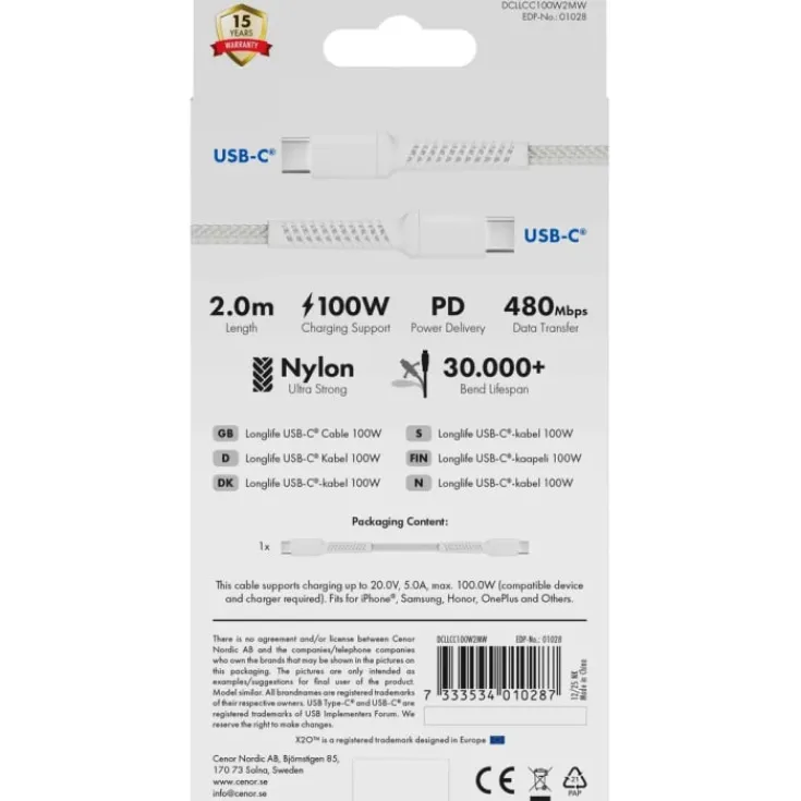 Hot Vivanco oplader lightning/USB-C - 1,2 meter Mobil, Pc & Data