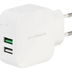 New opladerstik, USB-A med Smart IC, 17W, hvid Mobil, Pc & Data