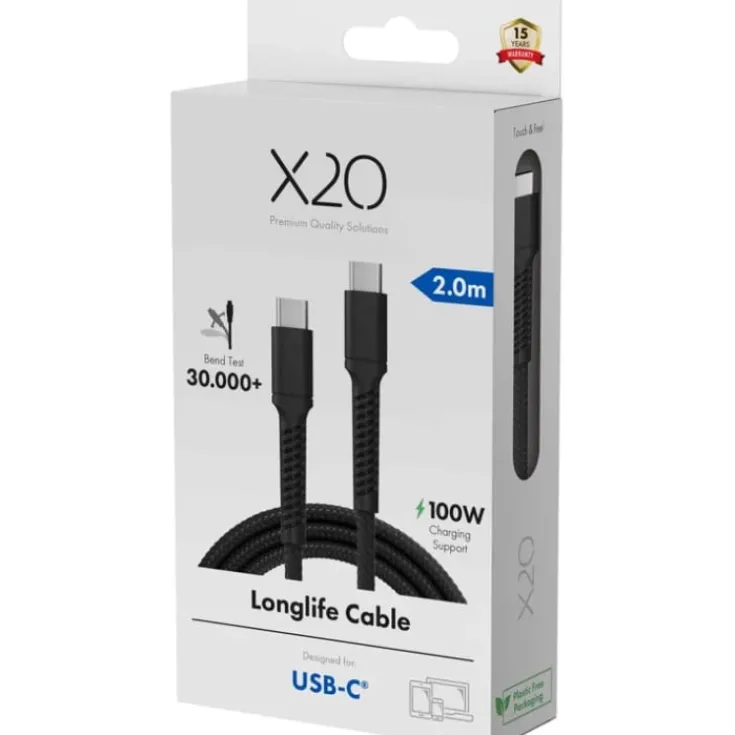 Vivanco USB-C kabel, 2 meter, 100W Mobil- & Data Kabler