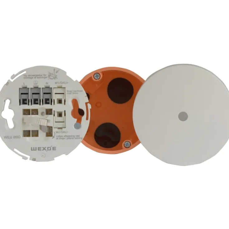 Outlet WLU lampeudtag med euro forfradåse, 5-polet, Ø80 mm -10 stk Lampeudtag
