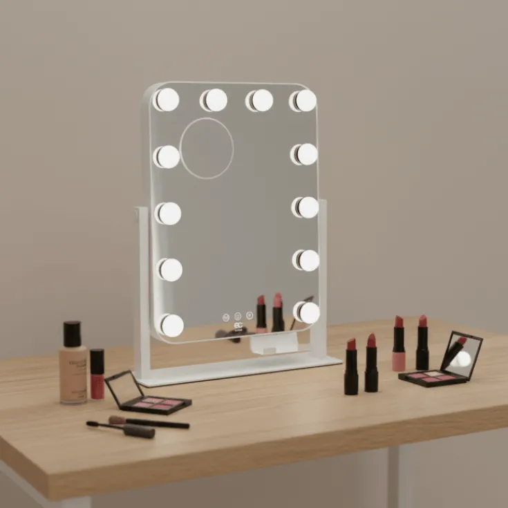 Outlet EC Shine MI3W-D29 makeup spejl med lys, 35x43,8 cm, hvid Spejle Med Lys