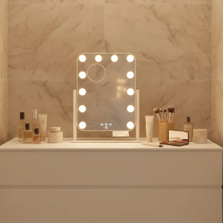 Outlet EC Shine MI3W-D29 makeup spejl med lys, 35x43,8 cm, hvid Spejle Med Lys
