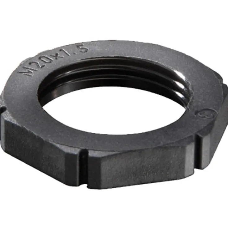 Outlet møtrik, M25x1,5, 6 mm, sort Forskruninger