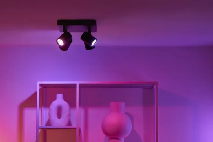 Clearance Imageo rund spotlampe, farveskift + hvid, sort Indendørs Belysning|Loftlamper